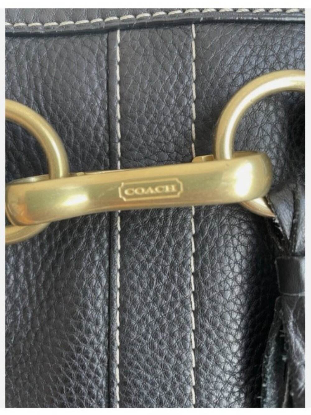 Coach Bag Hampton Pebbled Leather Black Shoulder Bag Purse Pristine E06S-10213 - Picture 4 of 9